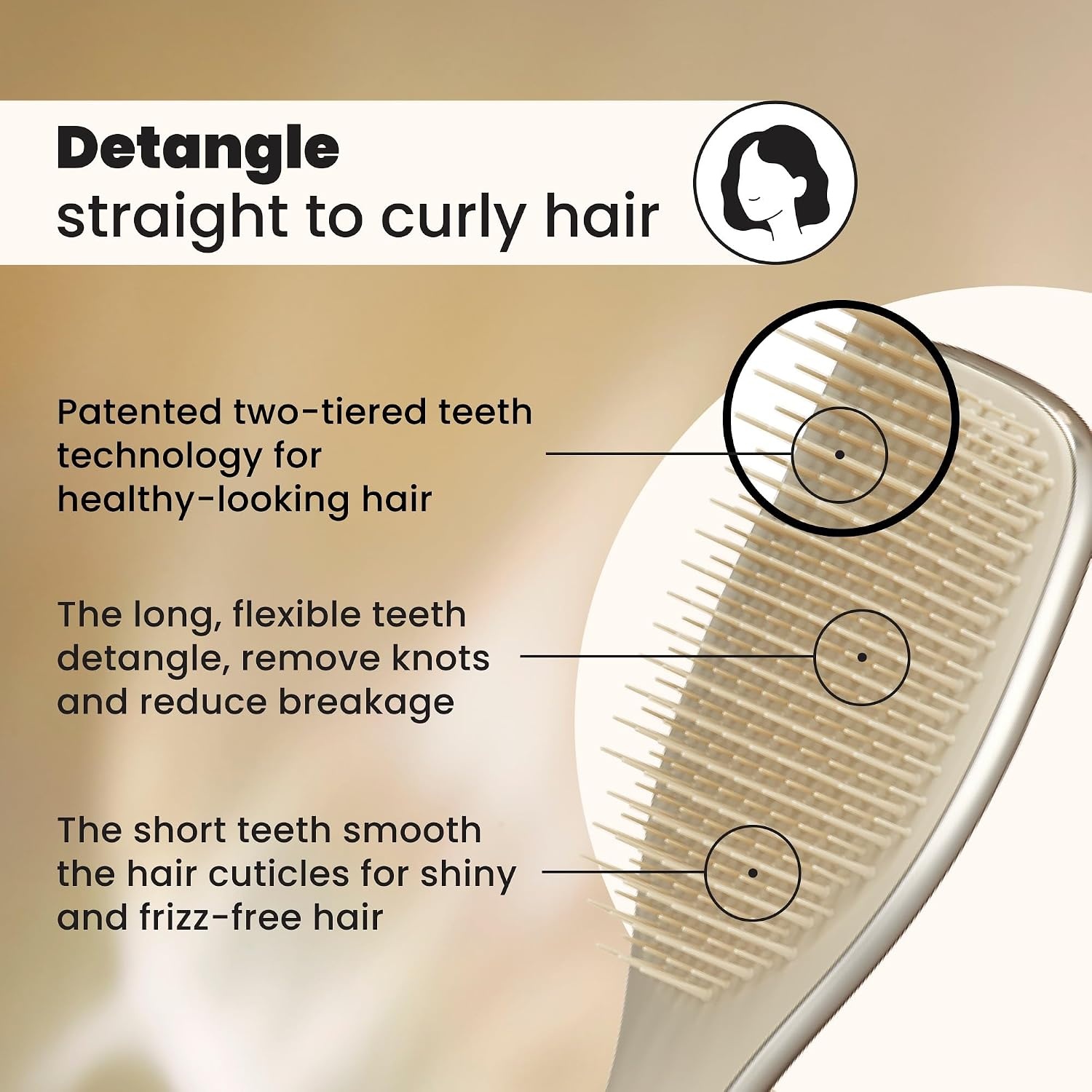 image:imageTangle Teezer Chrome Ultimate Detangler Brush Straight to Curly GoldChampagne Gold