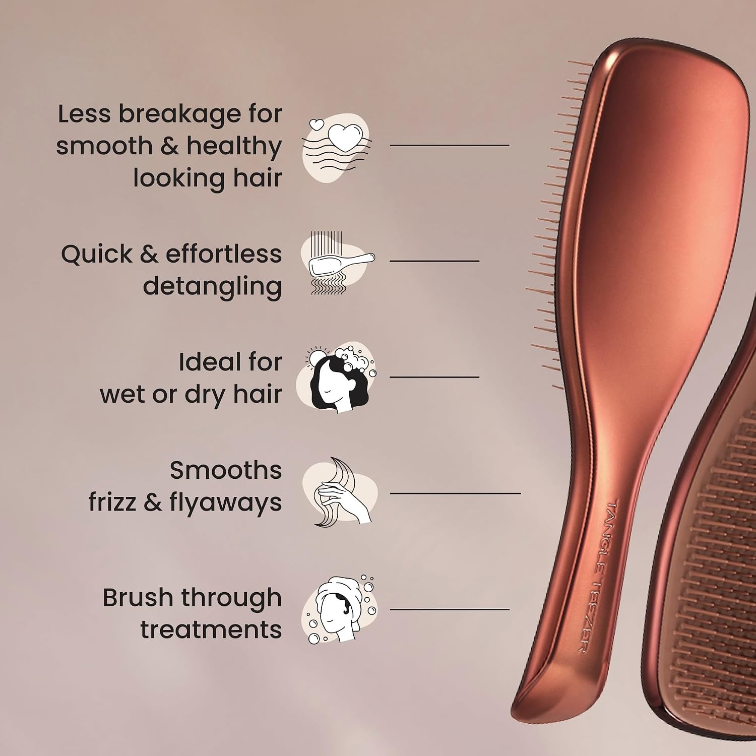 image:imageTangle Teezer Chrome Ultimate Detangler Brush Straight to Curly GoldChocolate Bronze