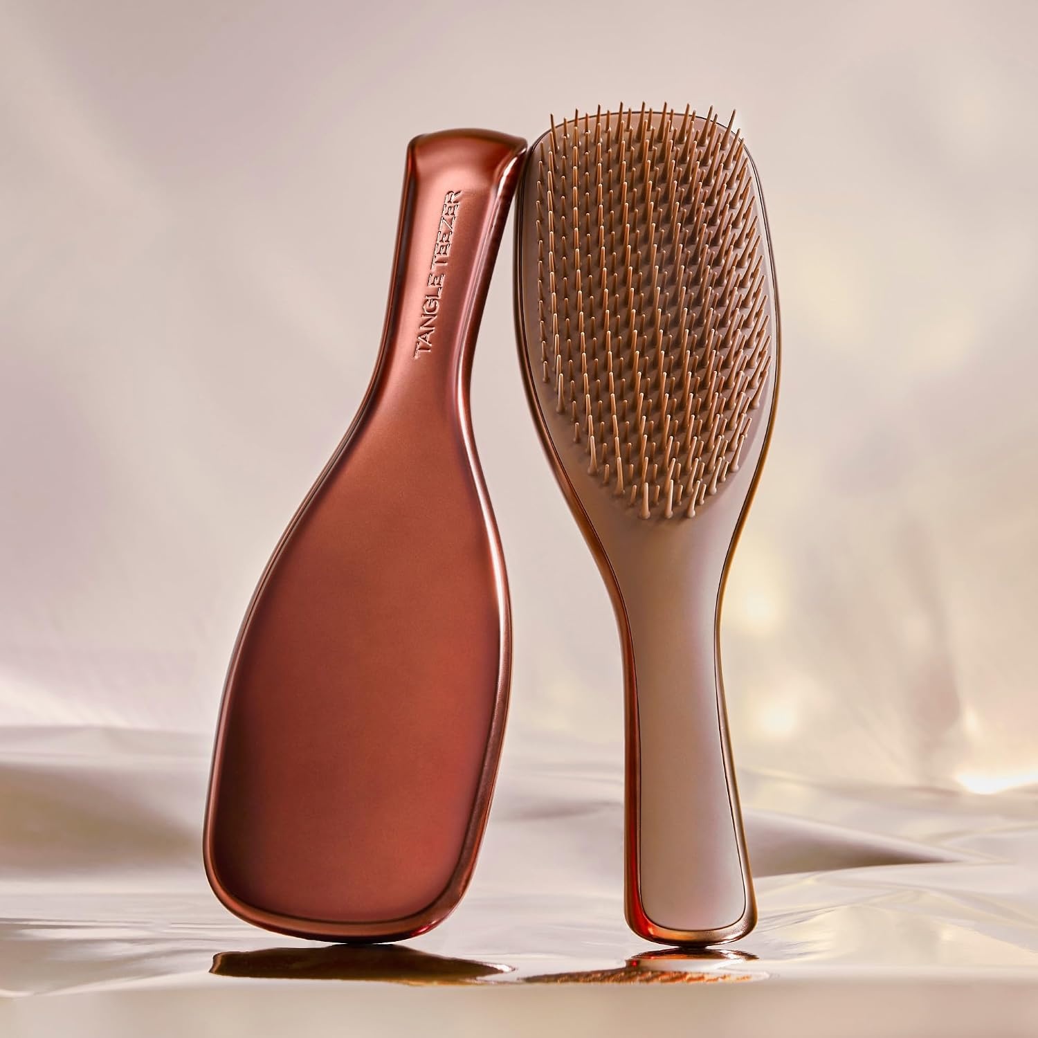 image:imageTangle Teezer Chrome Ultimate Detangler Brush Straight to Curly GoldChocolate Bronze