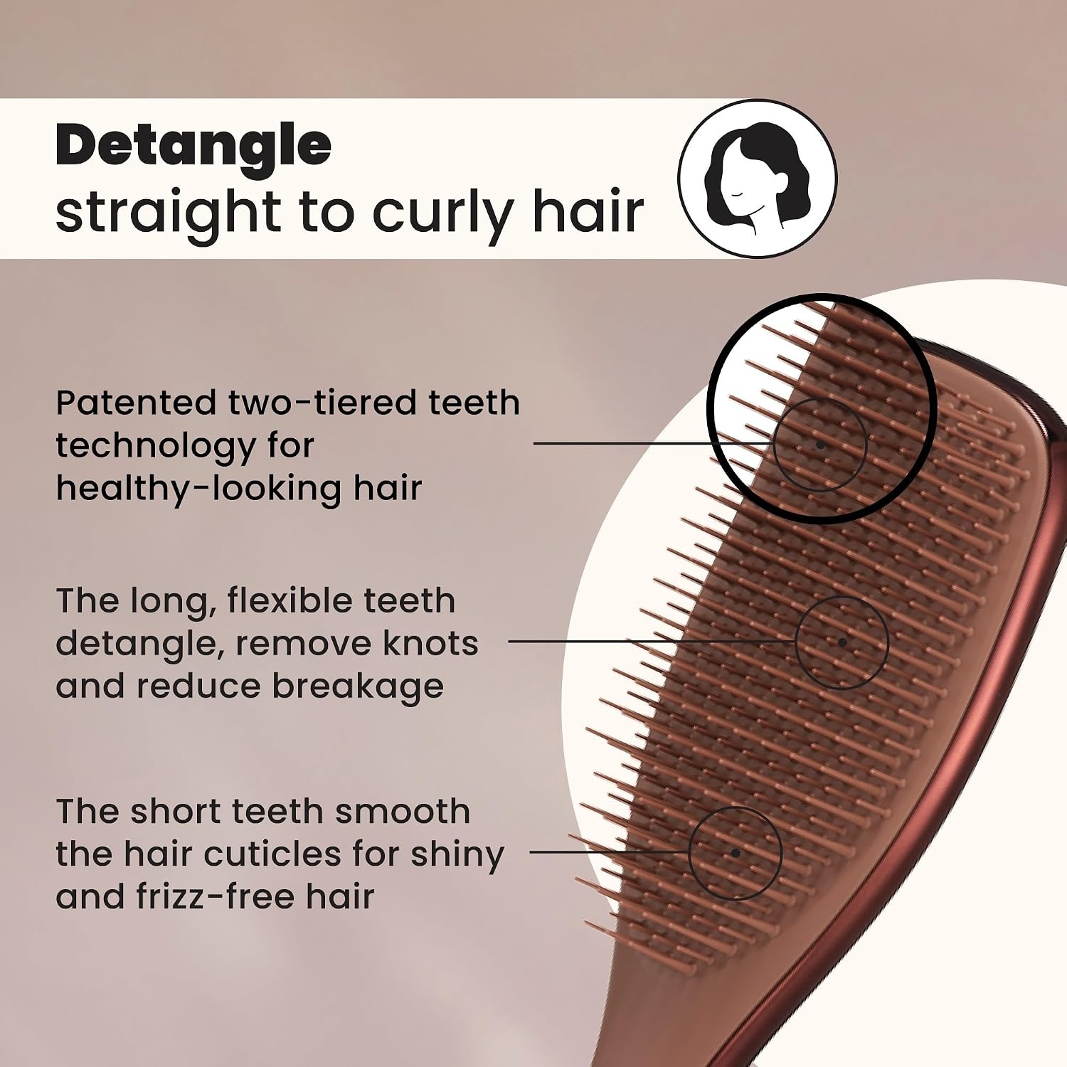 image:imageTangle Teezer Chrome Ultimate Detangler Brush Straight to Curly GoldChocolate Bronze