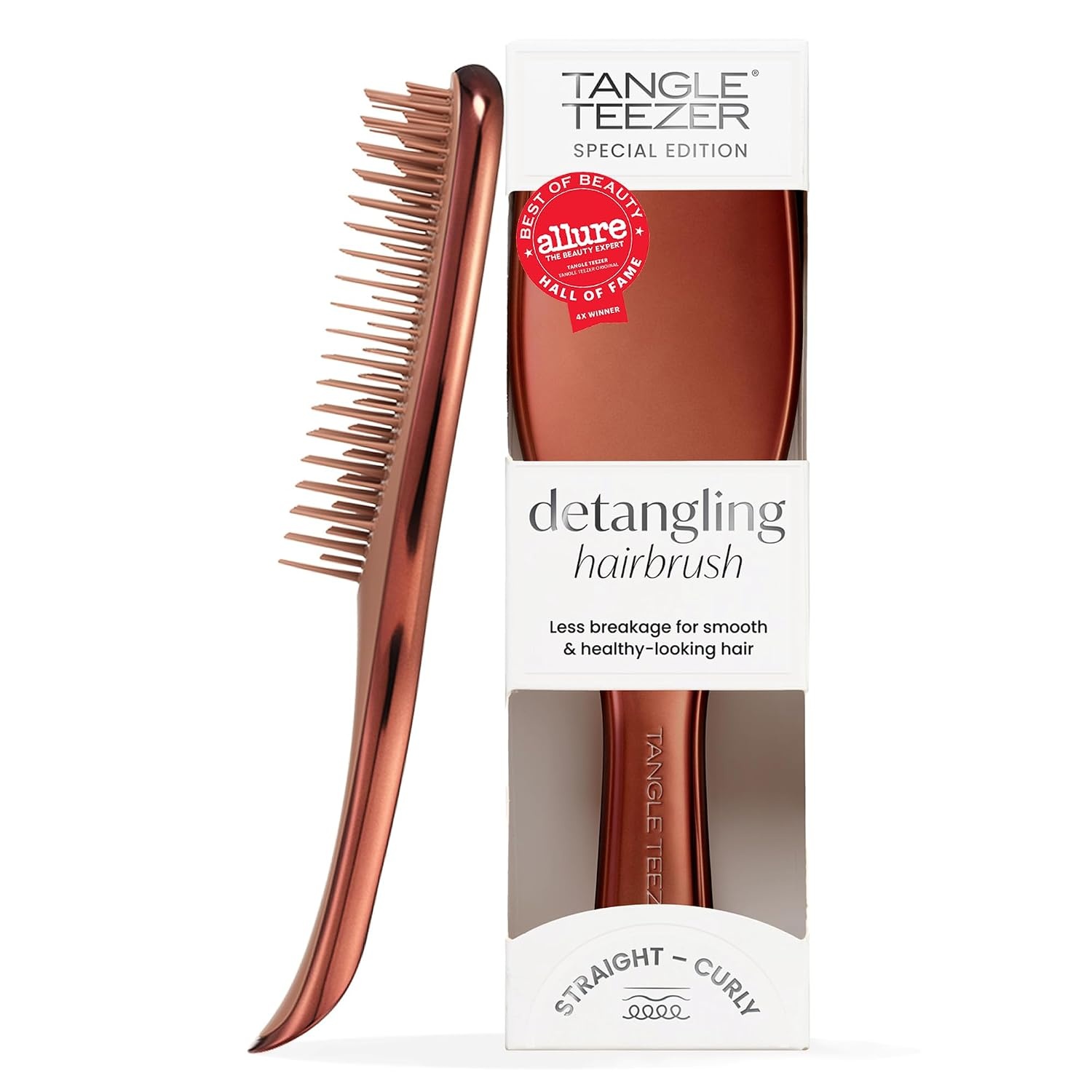 image:imageTangle Teezer Chrome Ultimate Detangler Brush Straight to Curly GoldChocolate Bronze