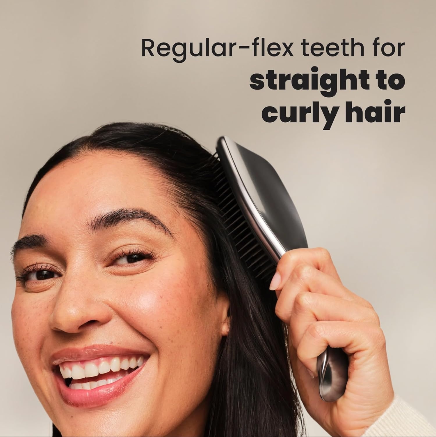 image:imageTangle Teezer Chrome Ultimate Detangler Brush Straight to Curly GoldGunmetal Silver
