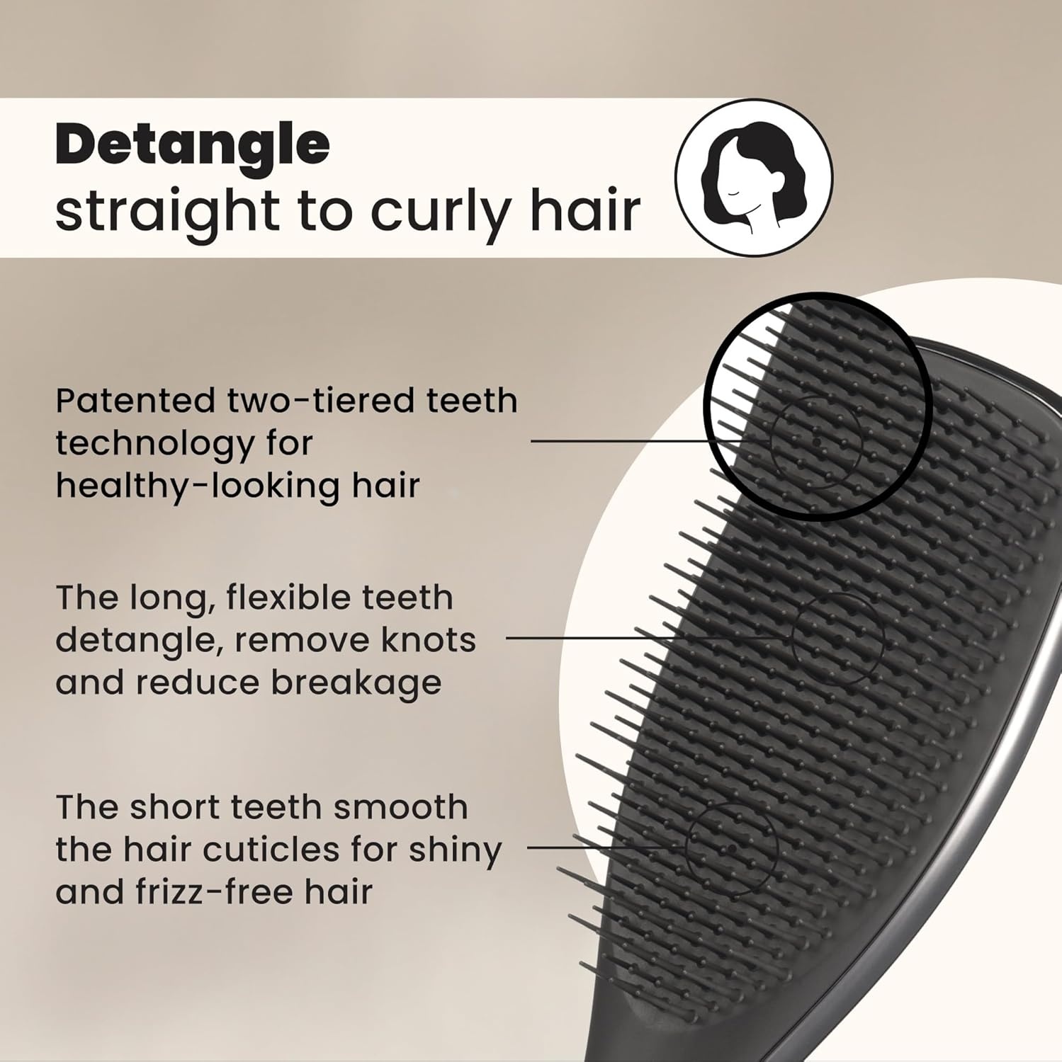 image:imageTangle Teezer Chrome Ultimate Detangler Brush Straight to Curly GoldGunmetal Silver