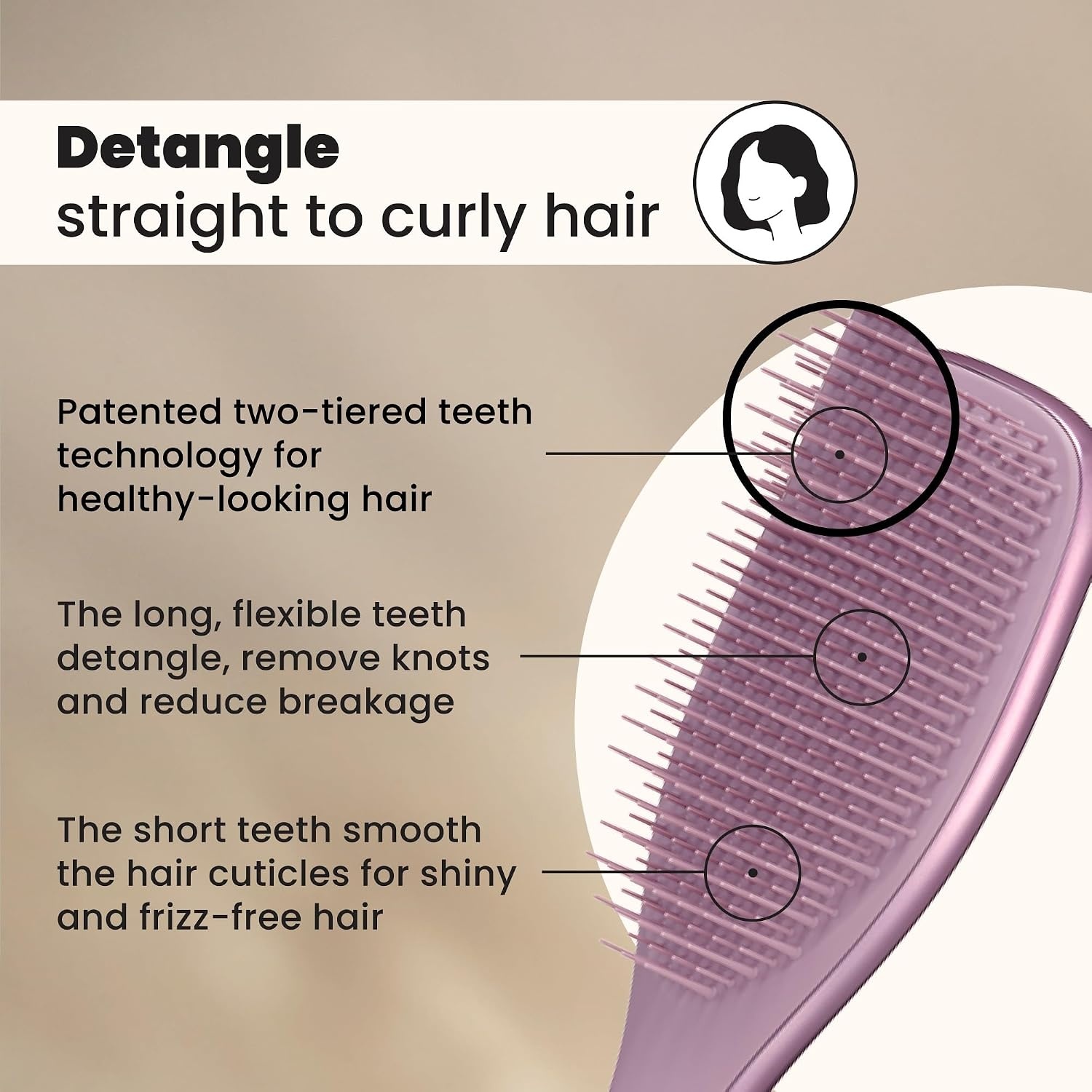 image:imageTangle Teezer Chrome Ultimate Detangler Brush Straight to Curly GoldMauve