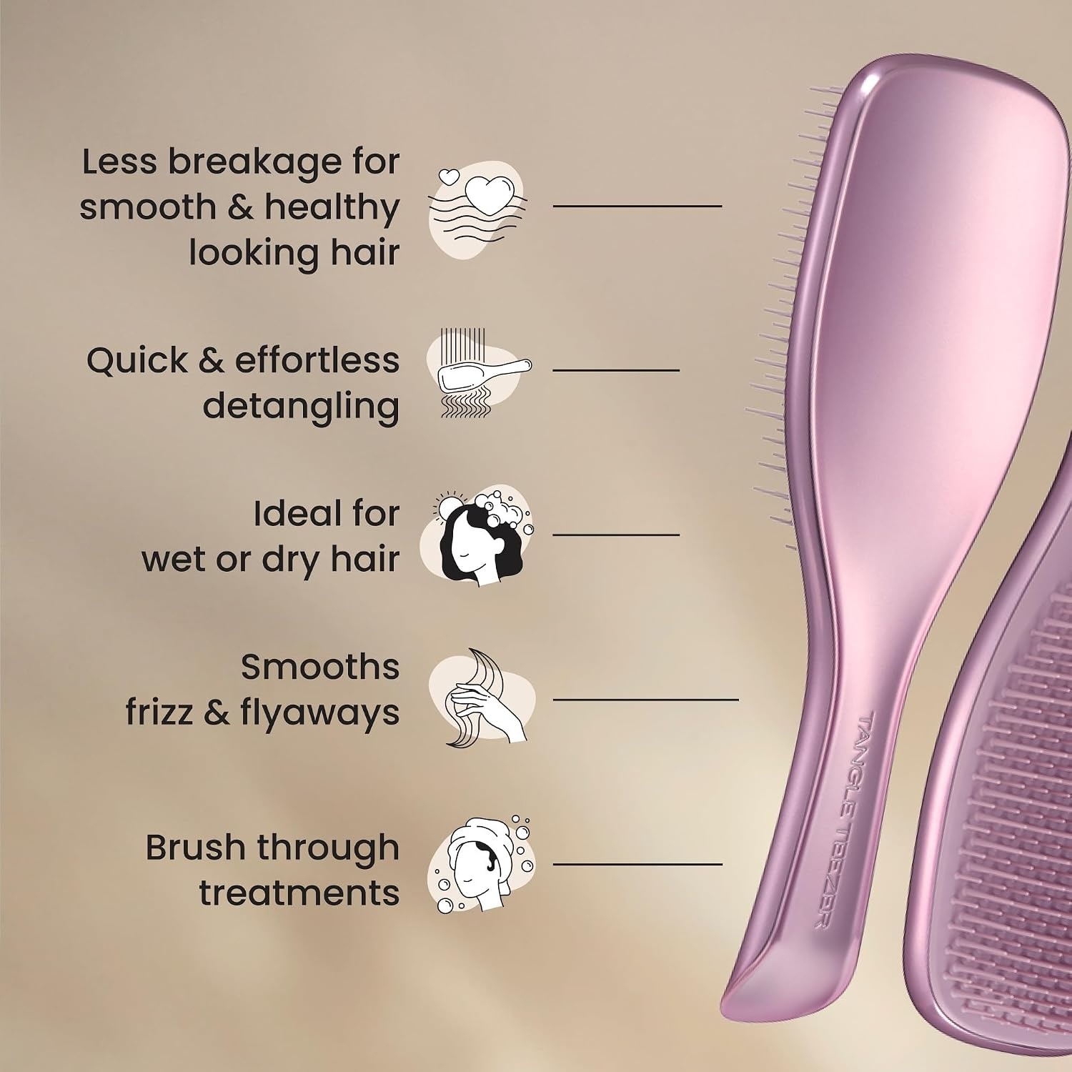 image:imageTangle Teezer Chrome Ultimate Detangler Brush Straight to Curly GoldMauve