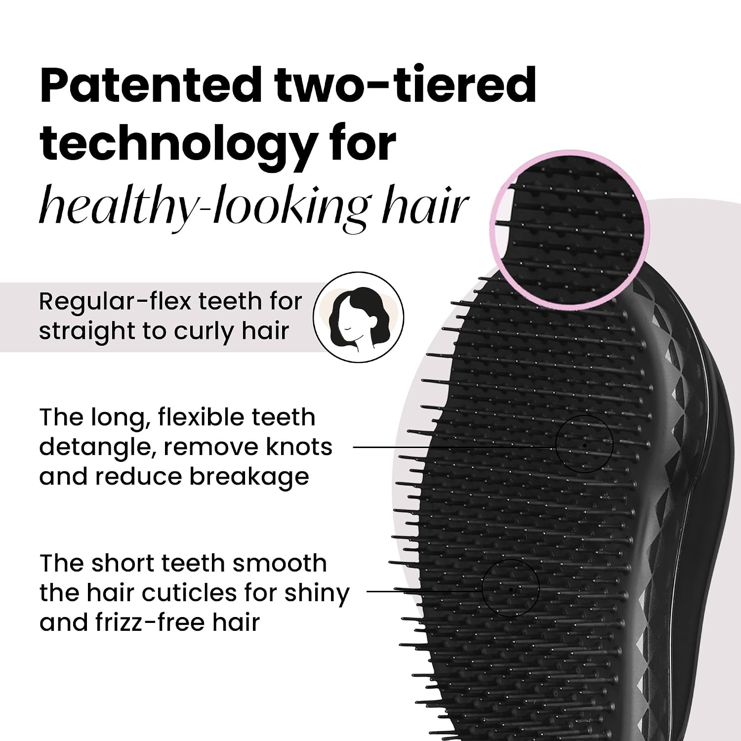 image:imageTangle Teezer Original Detangler Mini Hair Brush Millennial PinkBlack