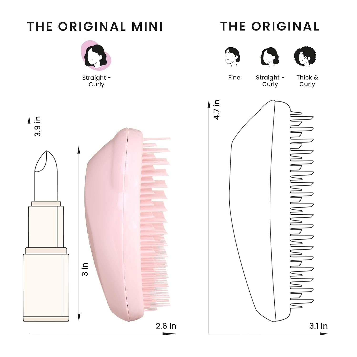image:imageTangle Teezer Original Detangler Mini Hair Brush Millennial PinkMillennial Pink
