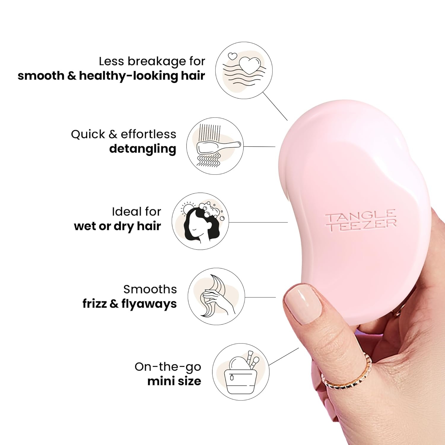 image:imageTangle Teezer Original Detangler Mini Hair Brush Millennial PinkMillennial Pink