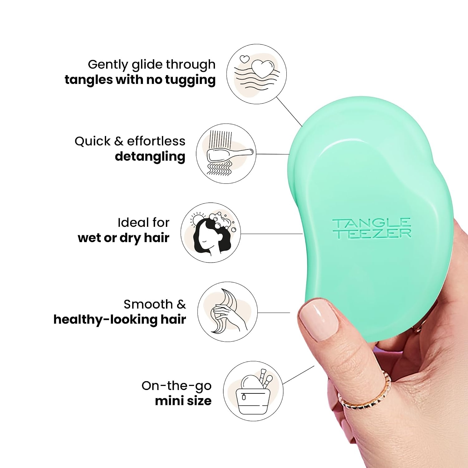 image:imageTangle Teezer Original Detangler Mini Hair Brush Millennial PinkParadise Green