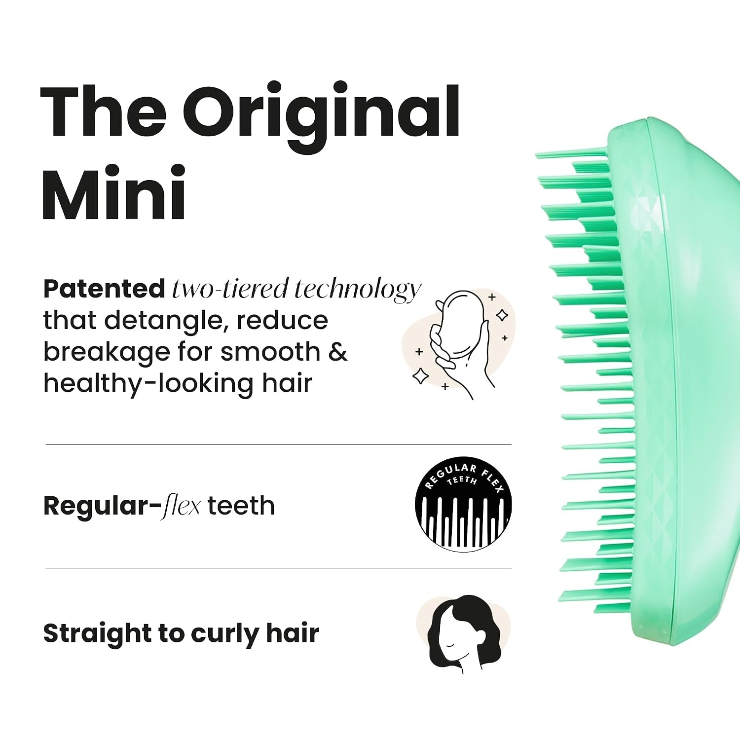 image:imageTangle Teezer Original Detangler Mini Hair Brush Millennial PinkParadise Green