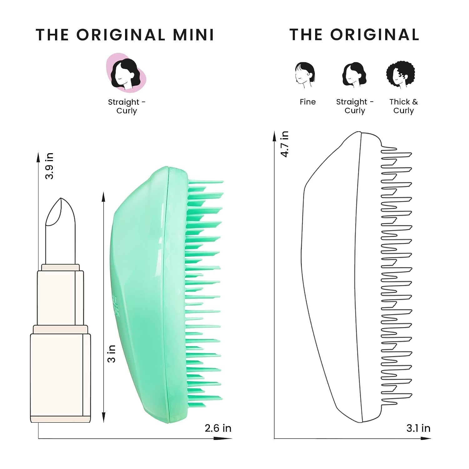image:imageTangle Teezer Original Detangler Mini Hair Brush Millennial PinkParadise Green