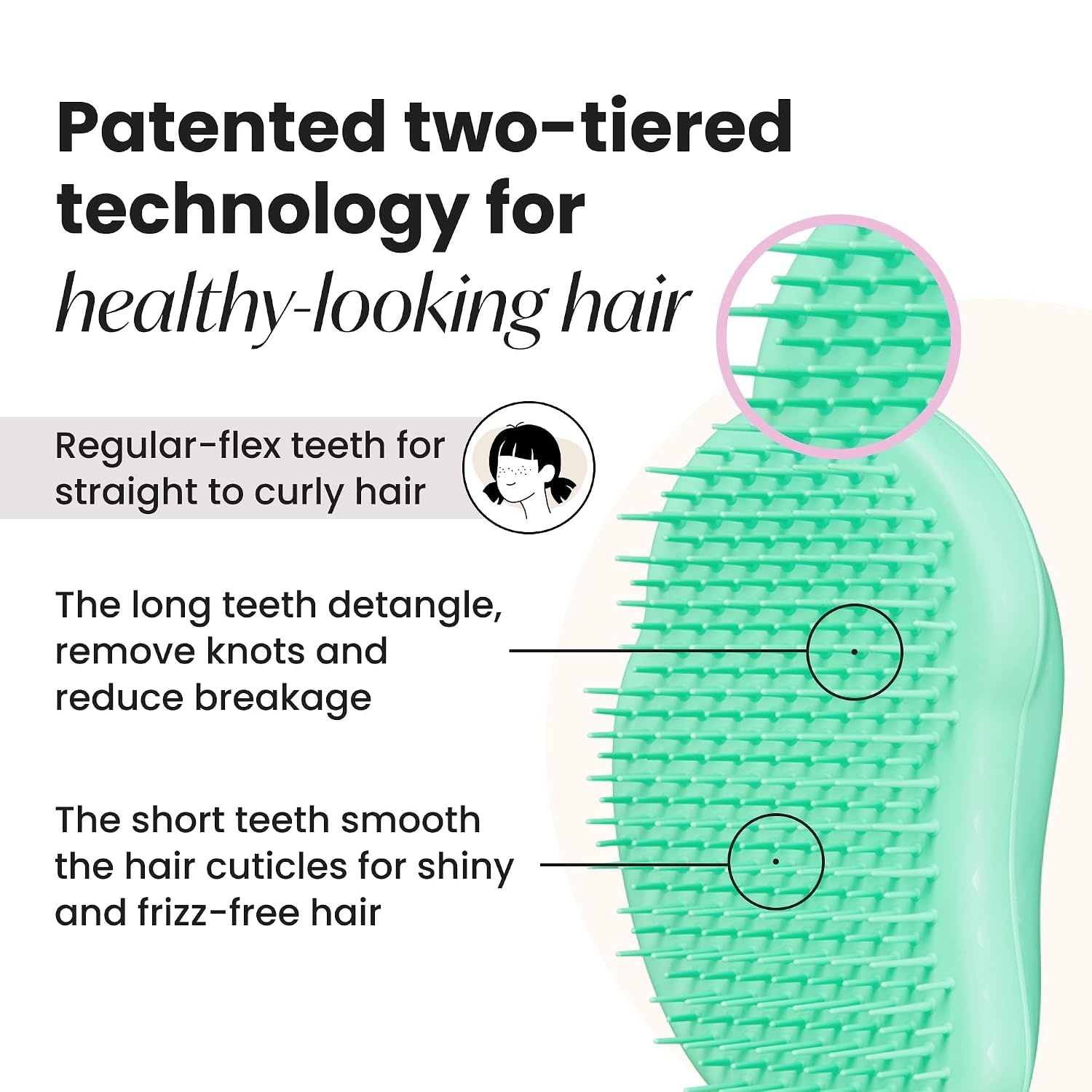 image:imageTangle Teezer Original Detangler Mini Hair Brush Millennial PinkParadise Green