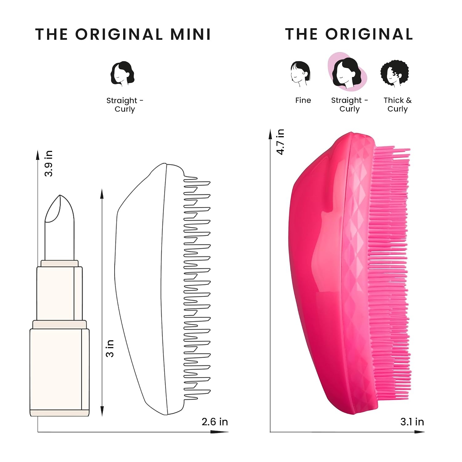 image:imageTangle Teezer Original Detangler Mini Hair Brush Millennial PinkPink Fizz
