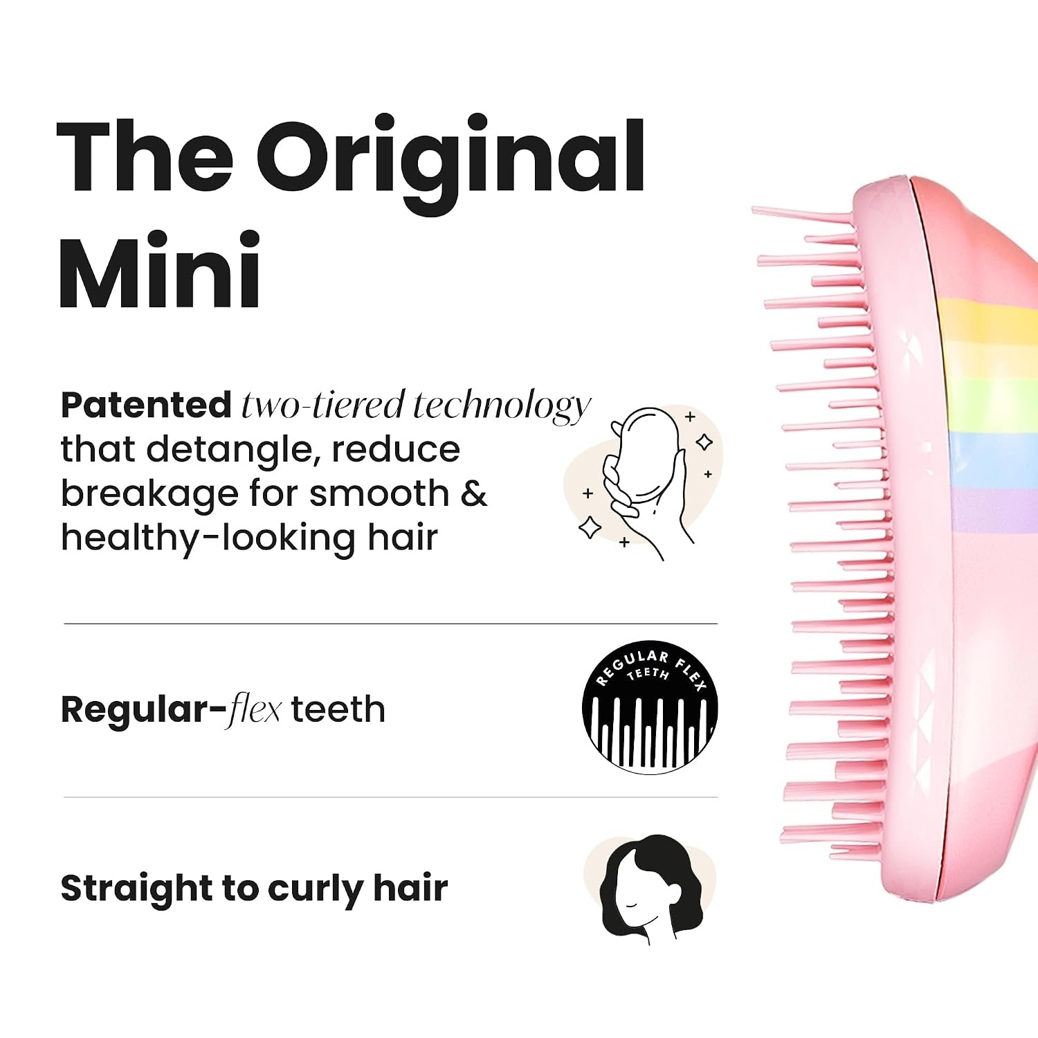 image:imageTangle Teezer Original Detangler Mini Hair Brush Millennial PinkRainbow The Unicorn
