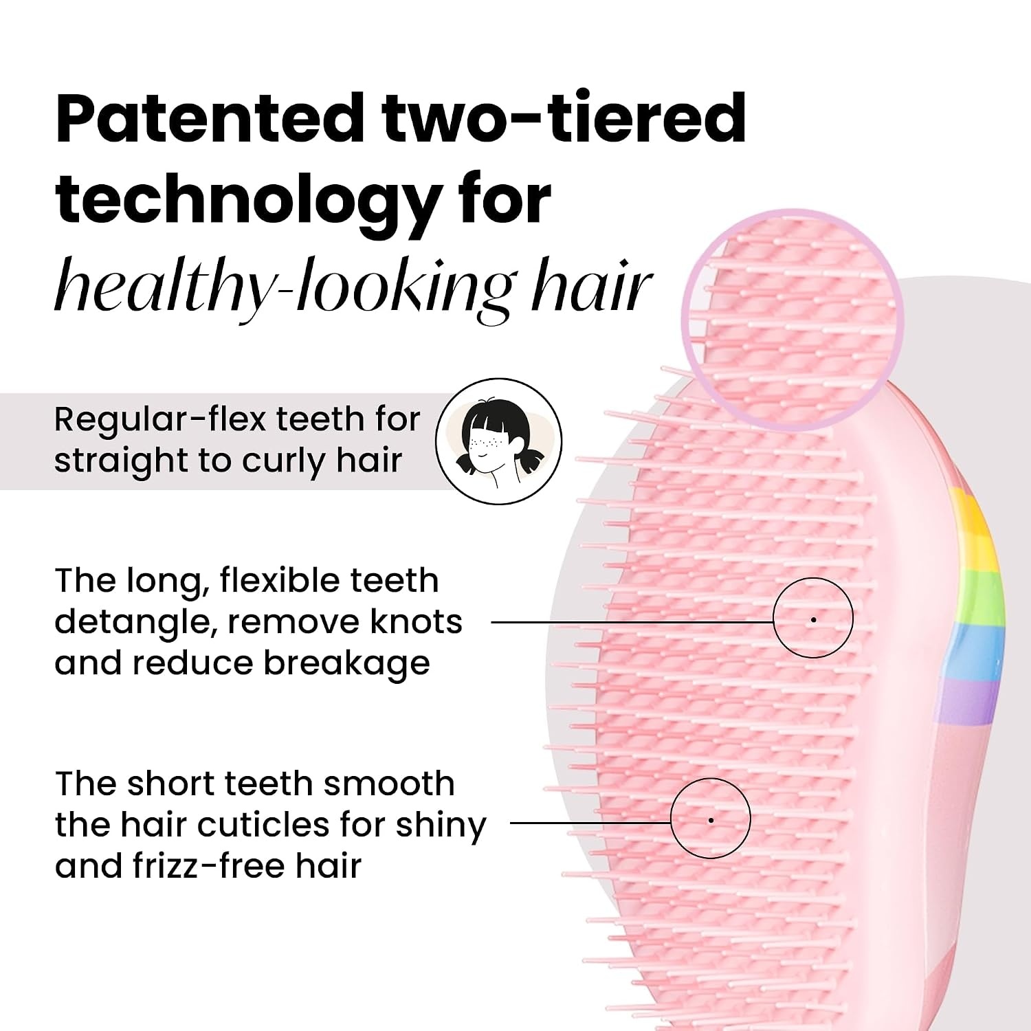 image:imageTangle Teezer Original Detangler Mini Hair Brush Millennial PinkRainbow The Unicorn