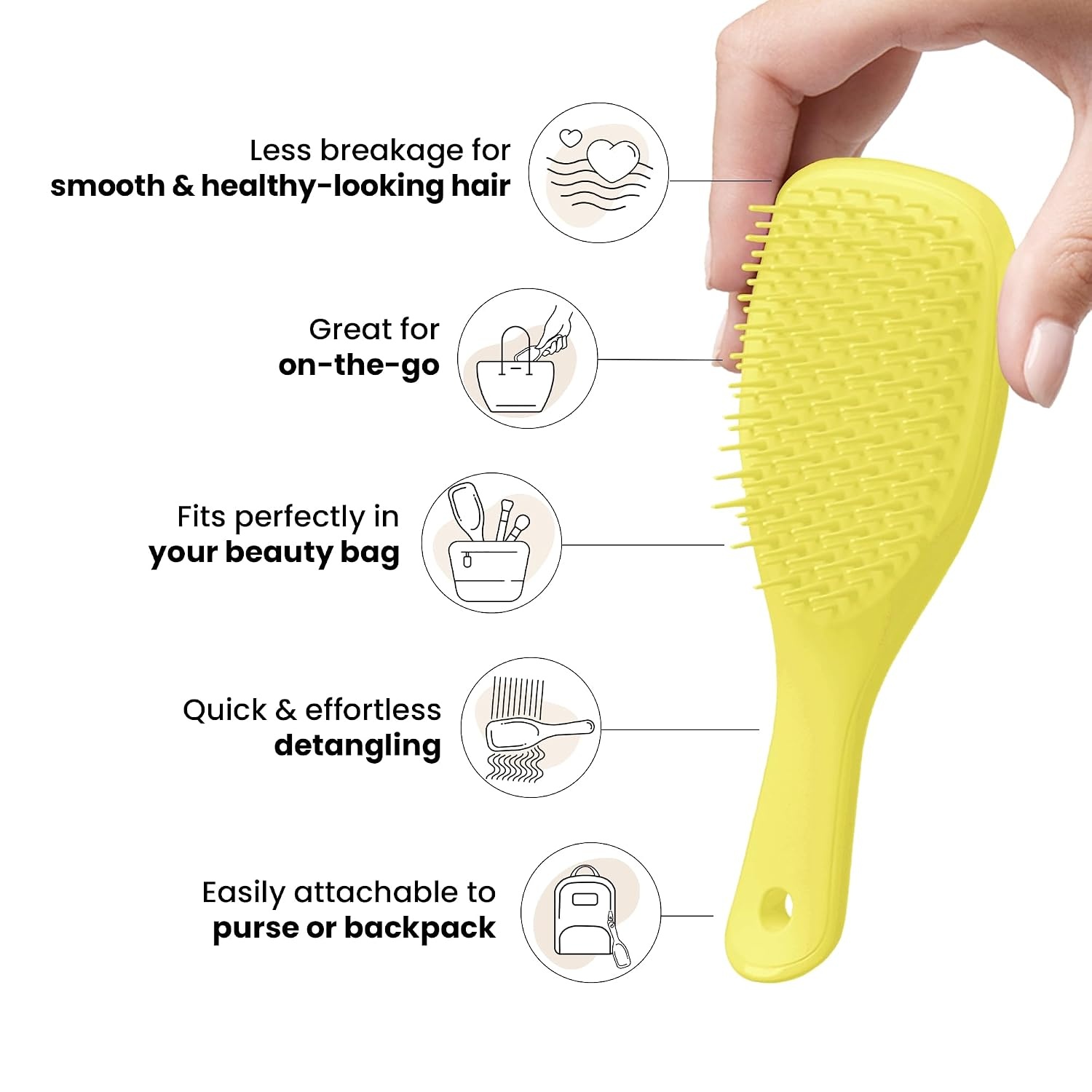 image:imageTangle Teezer Ultimate Detangler Mini Hair Brush Hyper Yellow