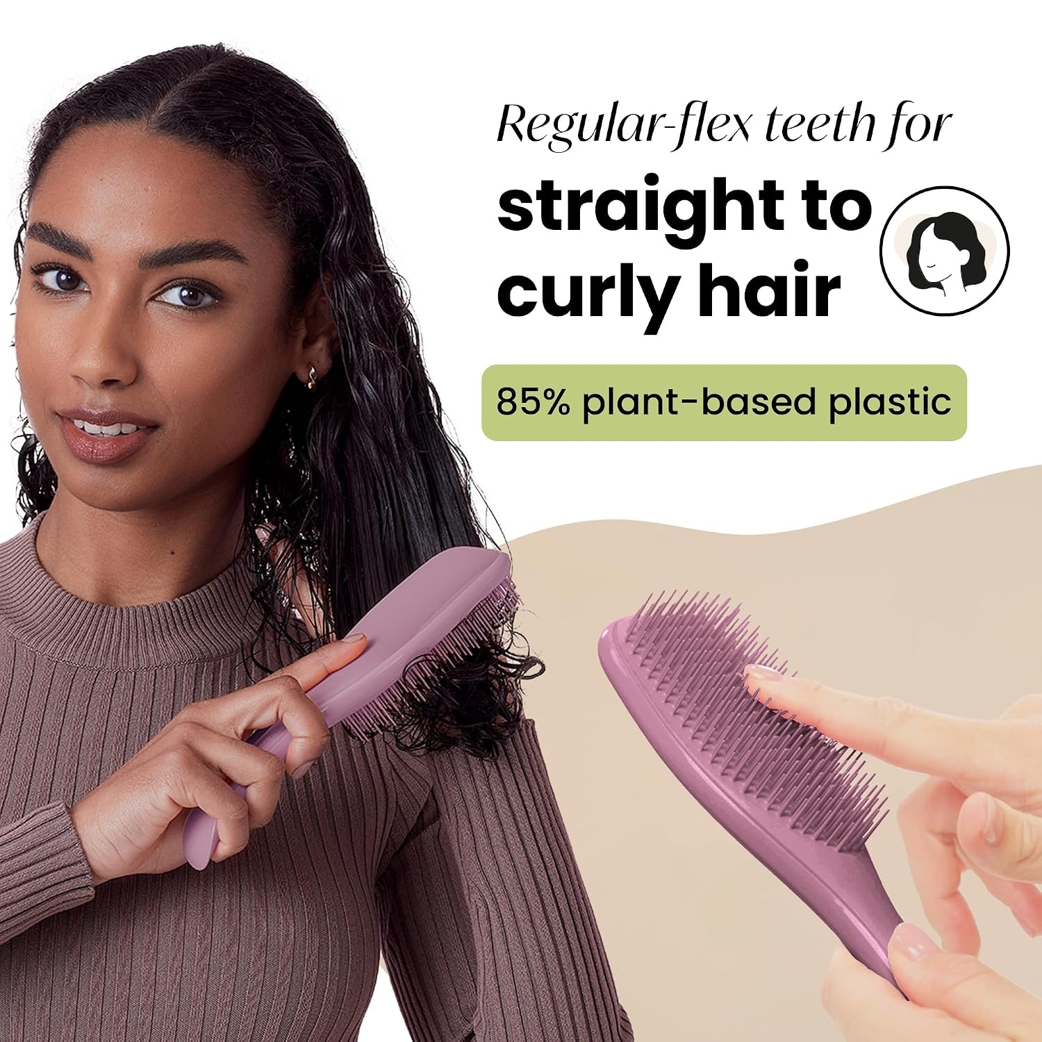 image:imageTangle Teezer PlantBased Ultimate Detangler Brush All Hair Types OrangeEarthy Purple