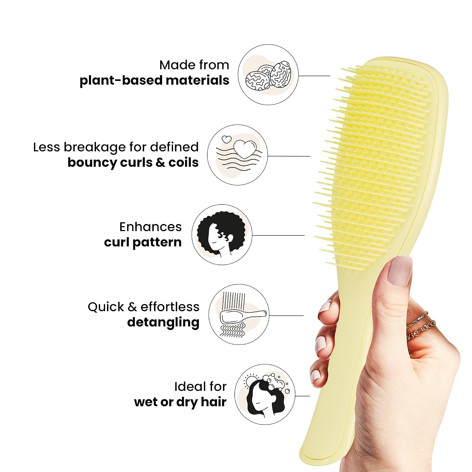 image:imageTangle Teezer PlantBased Ultimate Detangler Brush All Hair Types OrangePastel Yellow